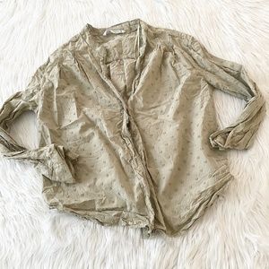 Zara Green Textured Button Down Shirt